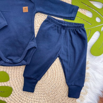 Conj. Body e Calça 100% Algodão Pima com Proteção UV50+ - Azul Marinho